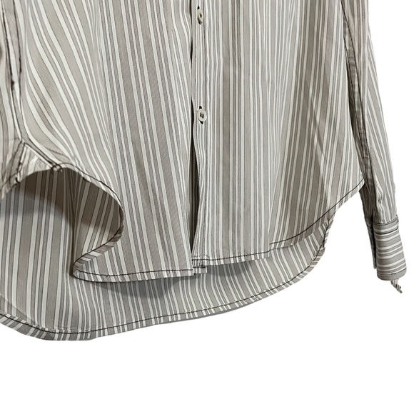 Billy Reid Heirloom Cream and Brown Striped Men’s Button Down Shirt - Picture 4 of 8